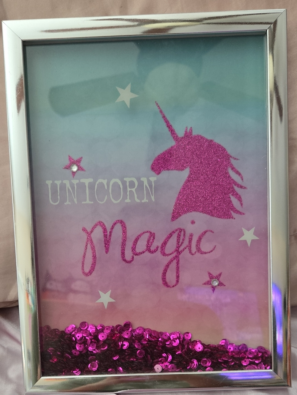 Unicorn Magic Glitter Shaker Frame - Pink Teal